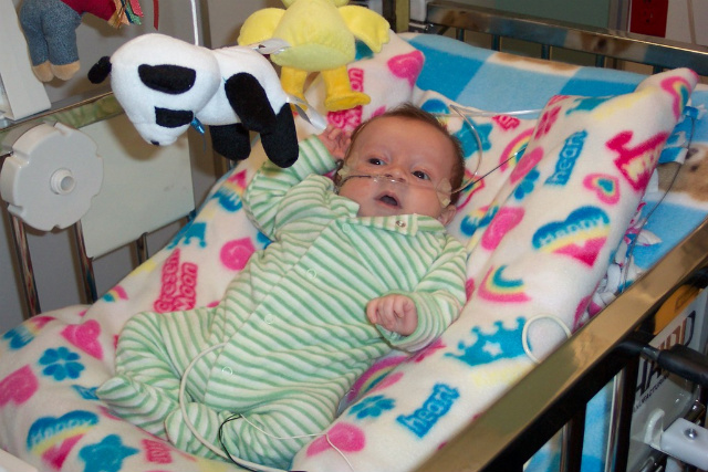 Ian loved to watch his mobile in the NICU