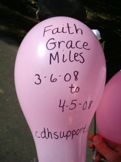 Balloon release 2008 in memory of Faith Grace Miles
